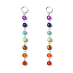 Boucles d'Oreilles Pendantes 7 Chakras Femme argent