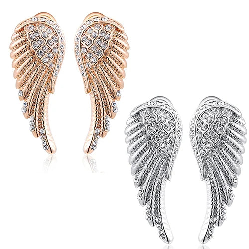 Hangende oorbellen met engelenvleugels en strass 