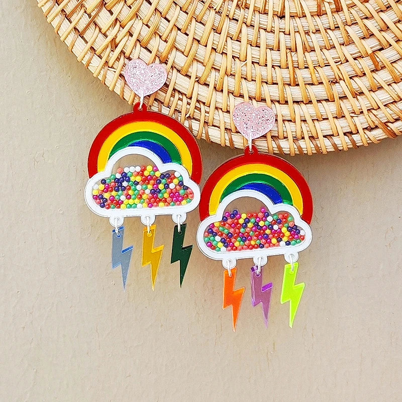 Regenboogdonder-oorbellen met hangers