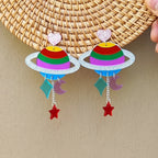 Regenboogplaneet-oorbellen met hangers