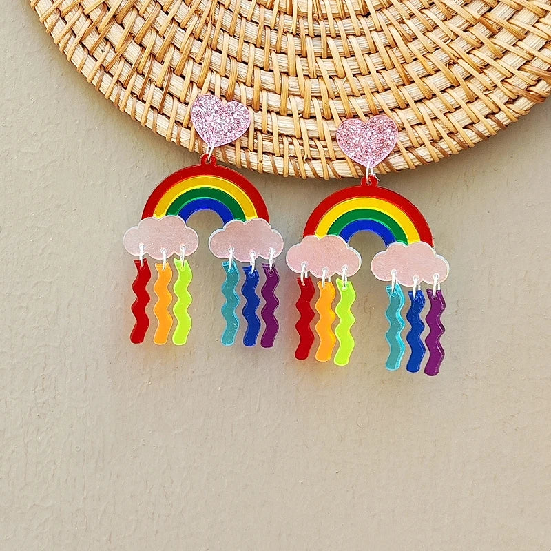 Regenboogregen-oorbellen met hangers