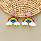 Regenboogwolken-oorbellen met hangers