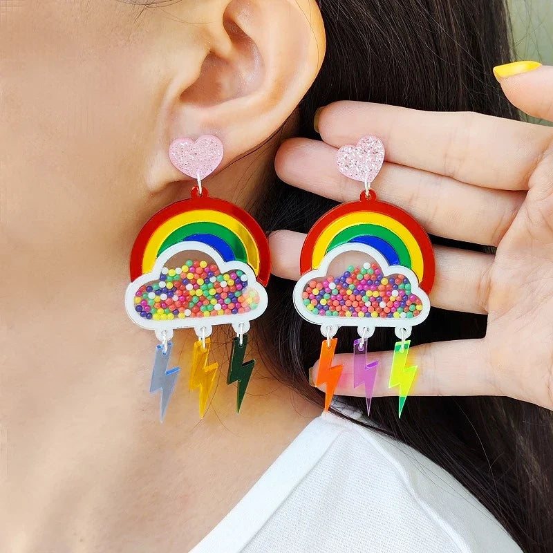 Regenboogdonder-oorbellen met hangers