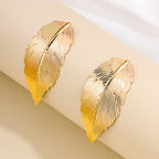 Boucles d'Oreilles Pendantes avec Feuille pour Femme or