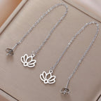 Boucles d'Oreilles Pendantes avec Fine Fleur de Lotus argent
