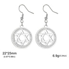 Oorbellen met hanger met de <span data-glossary-id="star-of-david">Davidster</span> en symbolische joodse strass in zilver