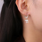 Oorbellen met hanger met het Joodse symbool Chai in zilver
