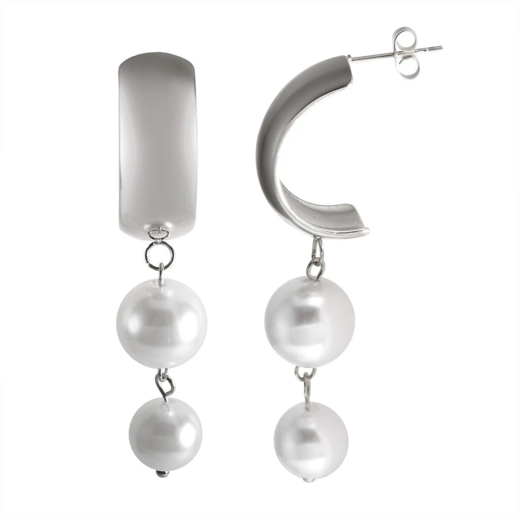 Boucles d'Oreilles Pendantes avec Perles argent