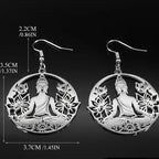 Boucles d'Oreilles Pendantes Bouddha et Fleur de Lotus