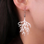 Boucles d'Oreilles Pendantes en Branches Corail argent