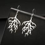 Boucles d'Oreilles Pendantes en Branches Corail argent