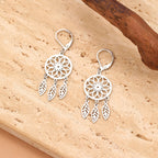 Boucles d'Oreilles Pendantes Capteur de Rêves argent