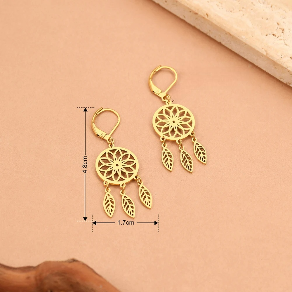 Boucles d'Oreilles Pendantes Capteur de Rêves 