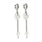 Oorbellen met hangers sleutel en slot zilver