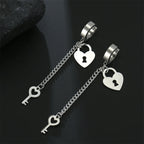 Oorbellen met hangers sleutel en slot zilver