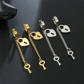 Oorbellen met hangers sleutel en slot goud