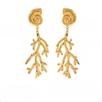 Boucles d'Oreilles Pendantes Conque et Corail