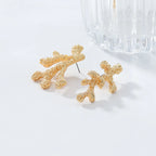 Boucles d'Oreilles Pendantes Corail Doré ou Argenté or