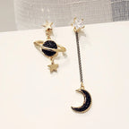 Boucles d'Oreilles Pendantes Croissant de Lune et Astres