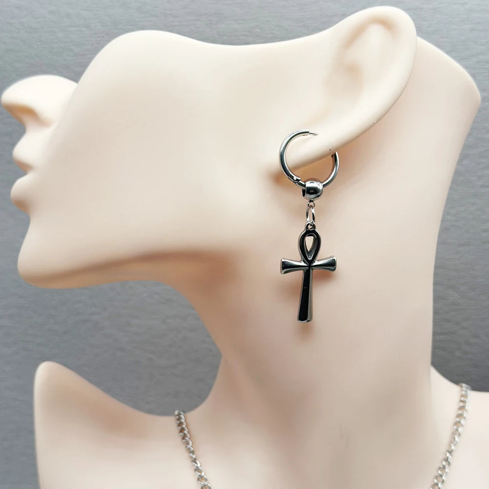 Boucles d'Oreilles Pendantes Croix d'Ankh 2