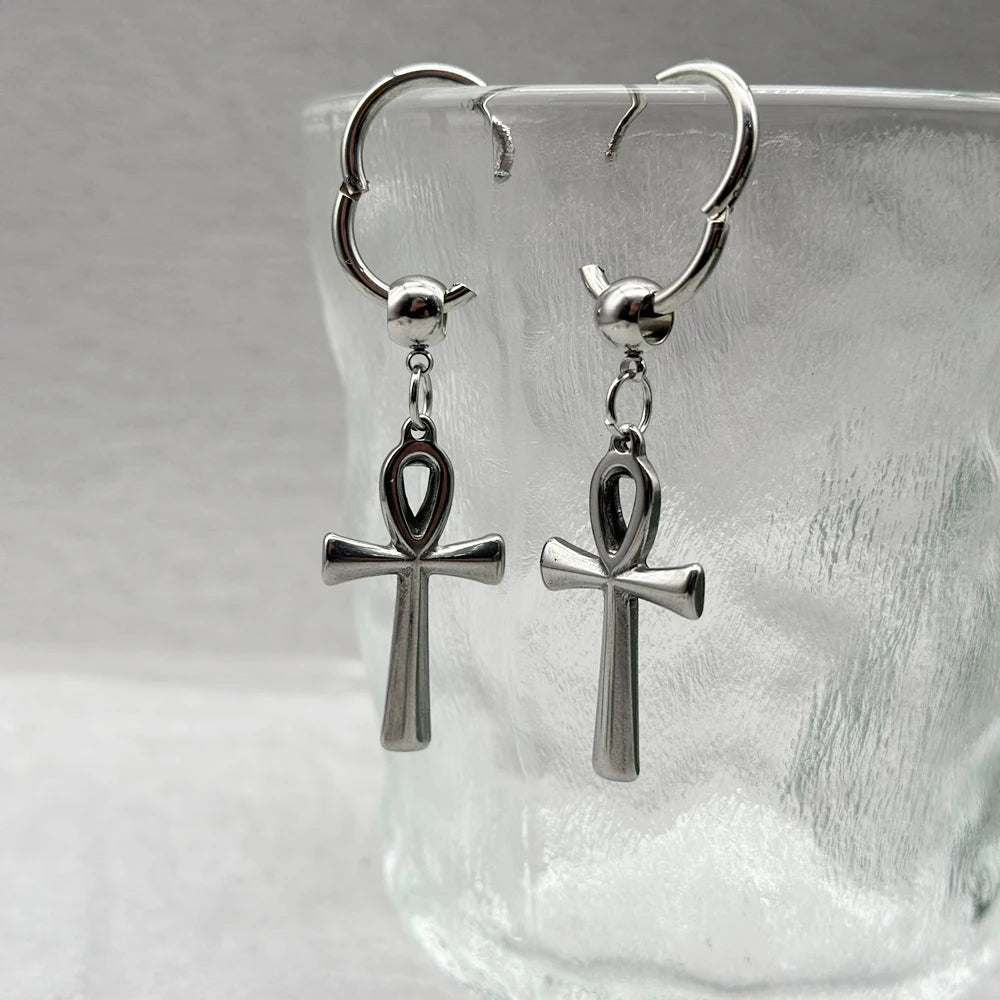 Boucles d'Oreilles Pendantes Croix d'Ankh 2