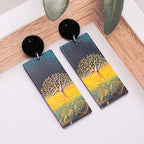 Boucles d'Oreilles Pendantes en Acrylique Arbre de Vie