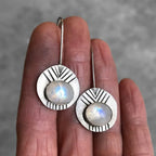 Boucles d'Oreilles Pendantes Ethniques avec Pierre de Lune