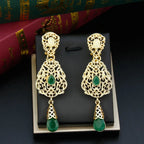 Boucles d'Oreilles Pendantes Ethniques Orientales vert foncé