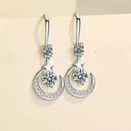 Boucles d'Oreilles Pendantes Etoile et Lune