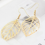 Boucles d'Oreilles Pendantes Feuilles de Laurier or