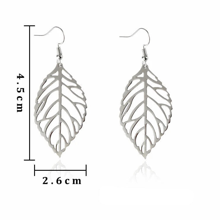 Boucles d'Oreilles Pendantes Feuilles de Laurier