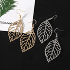Boucles d'Oreilles Pendantes Feuilles de Laurier argent