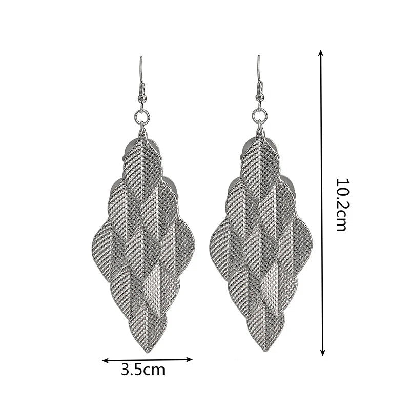 Boucles d'Oreilles Pendantes Feuilles Femme 