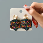 Kleurrijke Bloem Hangende Oorbellen 