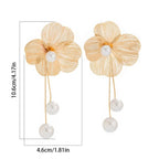 Boucles d'Oreilles Pendantes Fleur et Perles