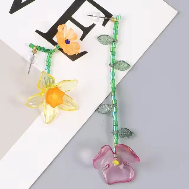 Boucles d'Oreilles Pendantes Fleur Style Bohême