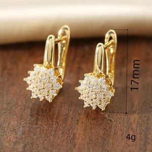 Boucles d'Oreilles Pendantes Fleur Zircon or B