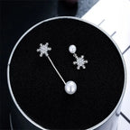 Boucles d'Oreilles Pendantes Flocon de Neige Argent Femme