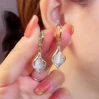 Boucles d'Oreilles Pendantes Goutte d'Eau avec Zircon blanc