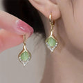 Boucles d'Oreilles Pendantes Goutte d'Eau avec Zircon vert
