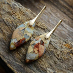 Boucles d'Oreilles Pendantes Goutte d'Eau Colorée or et marron