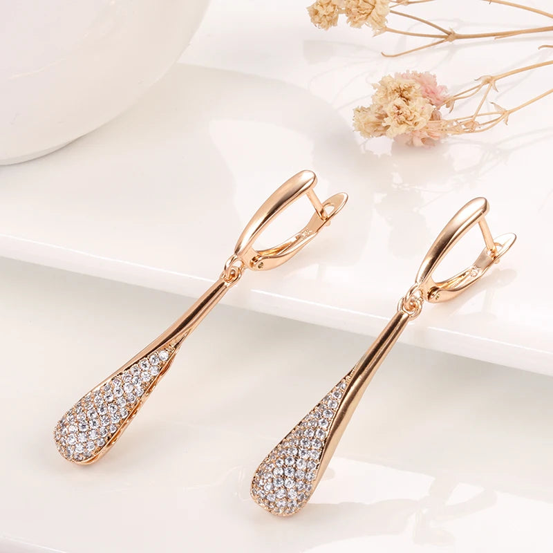 Boucles d'Oreilles Pendantes Goutte d'Eau en Zircon pour Femme