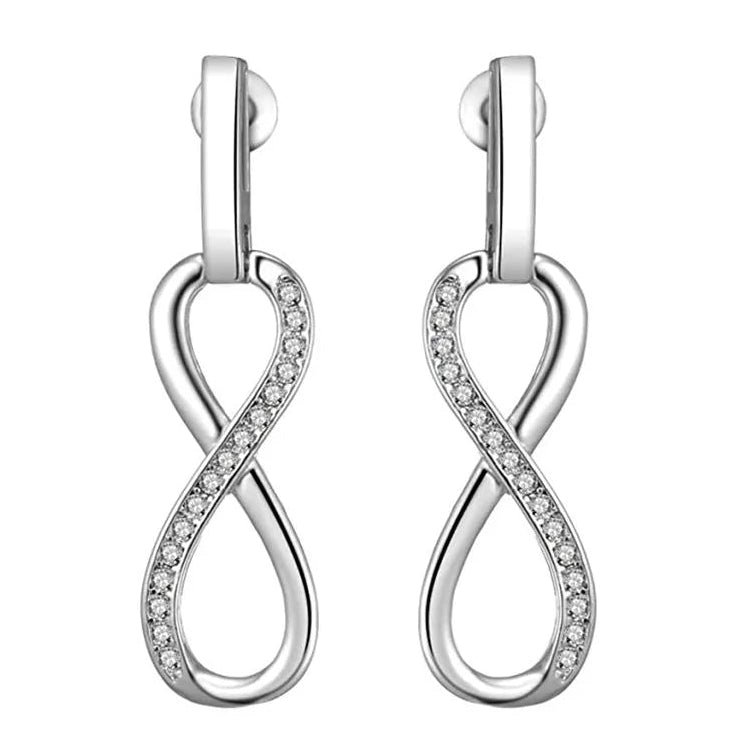 Hangende oorbellen met oneindigheidssymbool versierd met strass