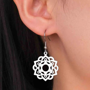 Boucles d'Oreilles Pendantes Mandala Femme argent