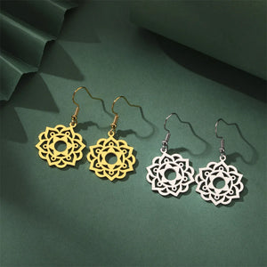 Boucles d'Oreilles Pendantes Mandala Femme argent