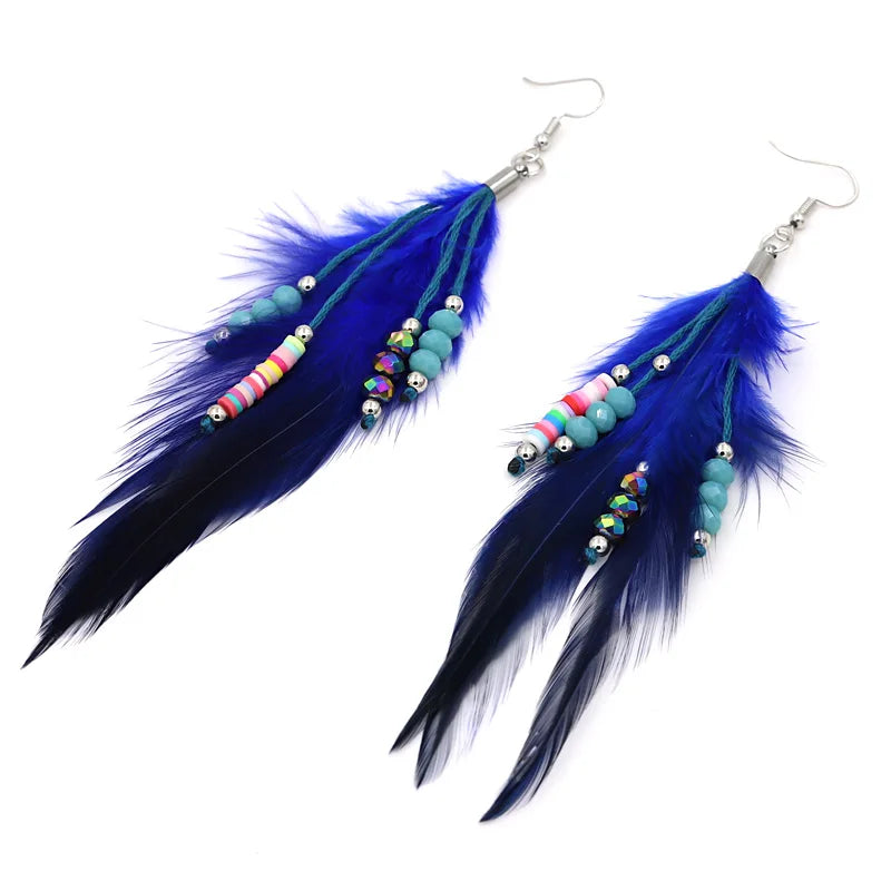 Boucles d'Oreilles Pendantes Plume 1