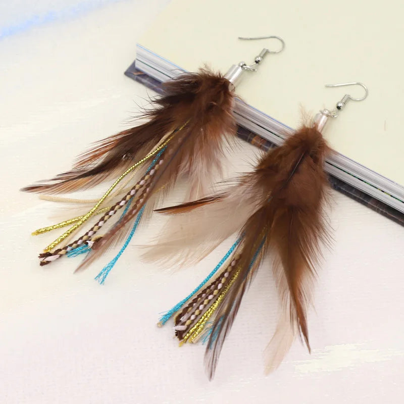 Boucles d'Oreilles Pendantes Plume 2