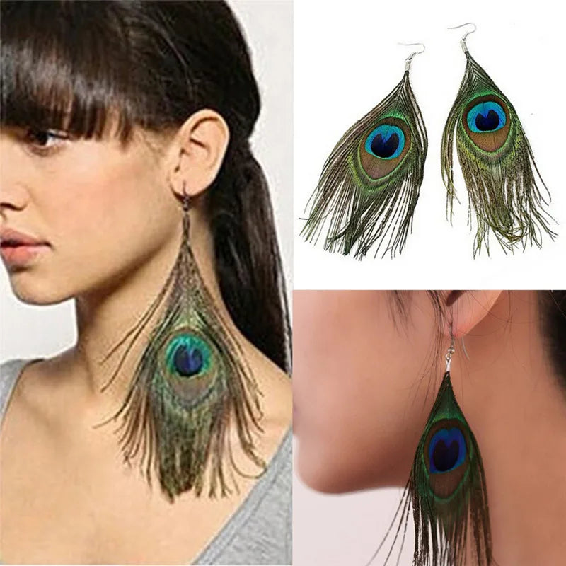 Boucles d'Oreilles Pendantes Plumes de Pan