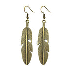 Boucles d'Oreilles Pendantes Plumes pour Femme bronze