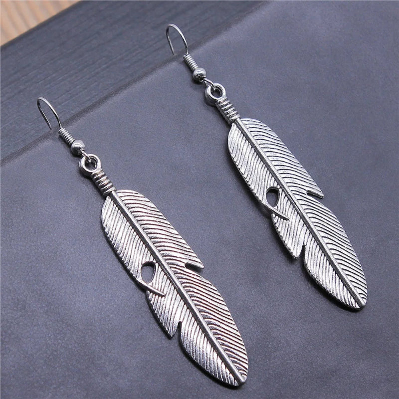 Boucles d'Oreilles Pendantes Plumes pour Femme argent